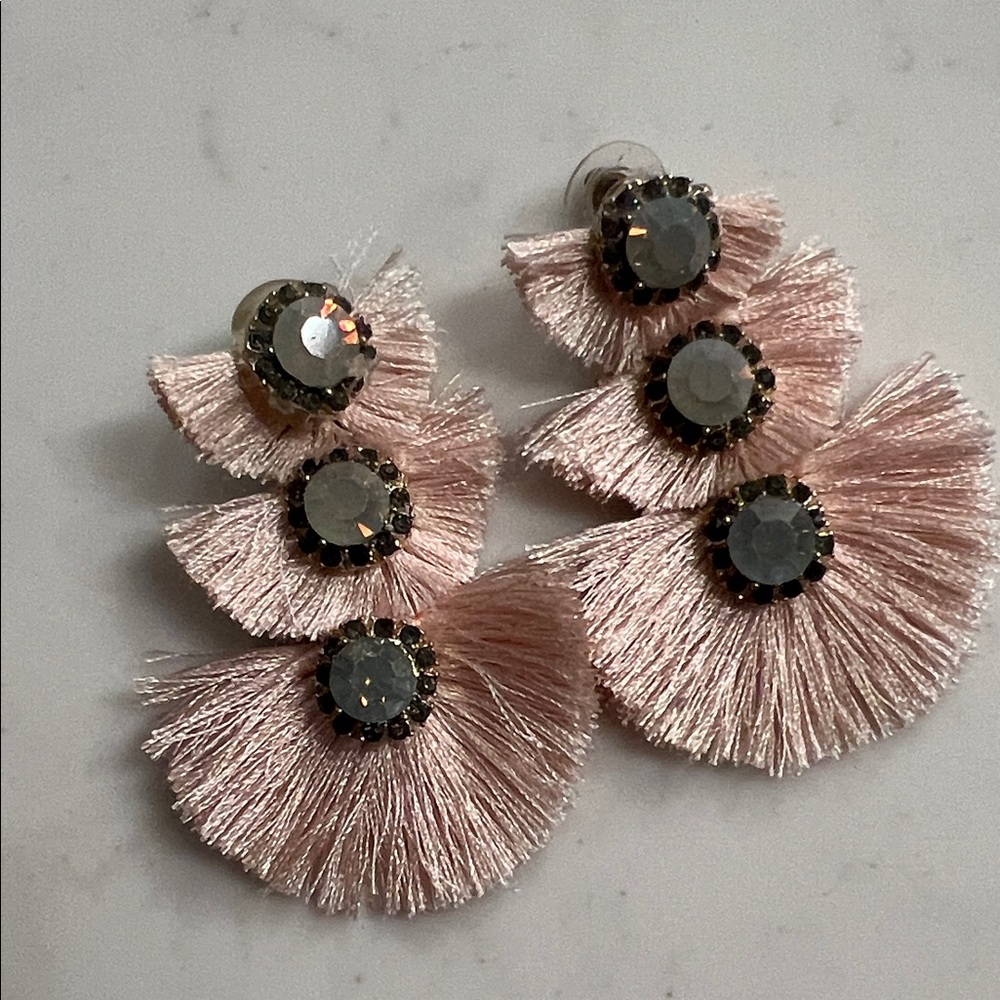 Elegant Pink Tassel Earrings